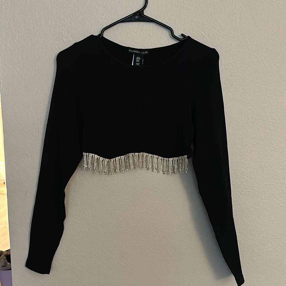 Crop top with rhinestones